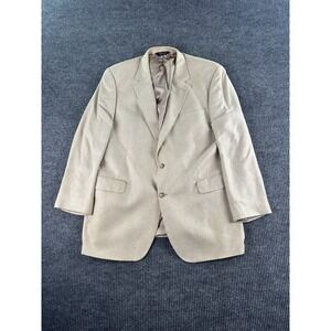 Jos A Bank Sport Coat 46L Beige Silk Hopsack Blazer Premium Designer Jacket